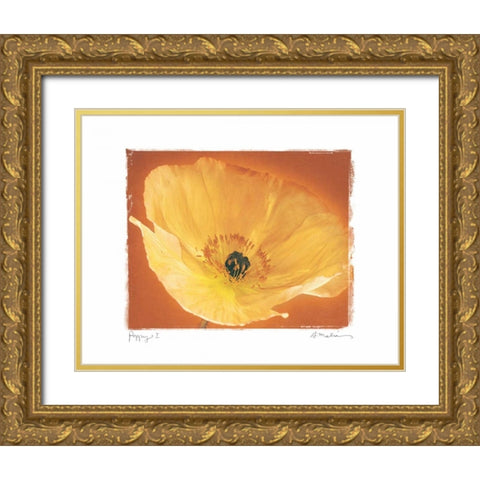 Poppy I Gold Ornate Wood Framed Art Print with Double Matting by Melious, Amy