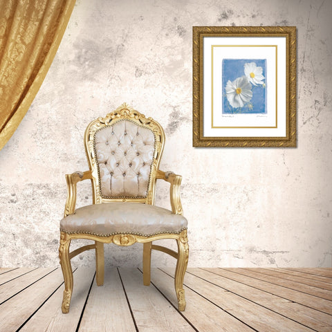 Cosmos on Blue II Gold Ornate Wood Framed Art Print with Double Matting by Melious, Amy