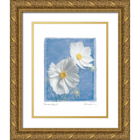 Cosmos on Blue II Gold Ornate Wood Framed Art Print with Double Matting by Melious, Amy