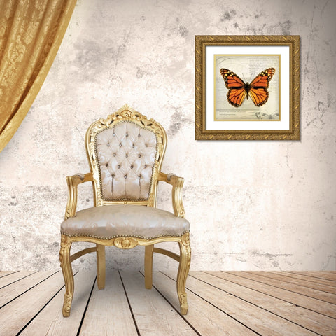 Butterflies Script II Gold Ornate Wood Framed Art Print with Double Matting by Melious, Amy
