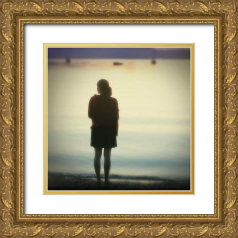 Be Here I Gold Ornate Wood Framed Art Print with Double Matting by Melious, Amy