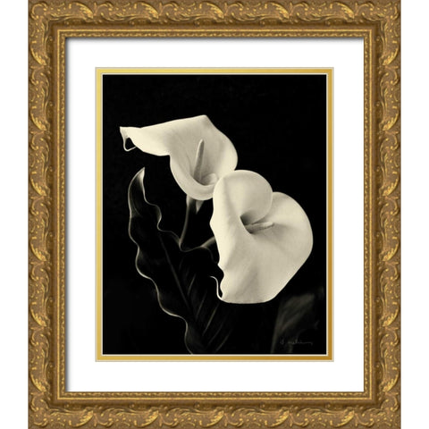 Botanical Elegance Calla IV Gold Ornate Wood Framed Art Print with Double Matting by Melious, Amy