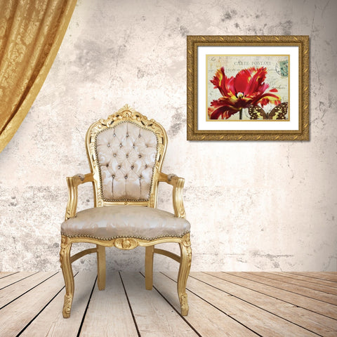 Carte Postale Tulip I Gold Ornate Wood Framed Art Print with Double Matting by Melious, Amy