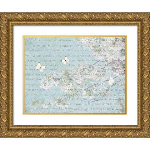 Blossoms and Butterflies II Gold Ornate Wood Framed Art Print with Double Matting by Melious, Amy