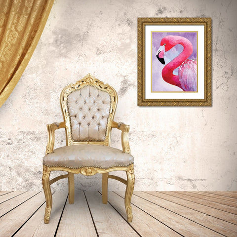 Amazing Flamingos III Gold Ornate Wood Framed Art Print with Double Matting by Meyer, Jill