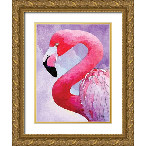 Amazing Flamingos III Gold Ornate Wood Framed Art Print with Double Matting by Meyer, Jill