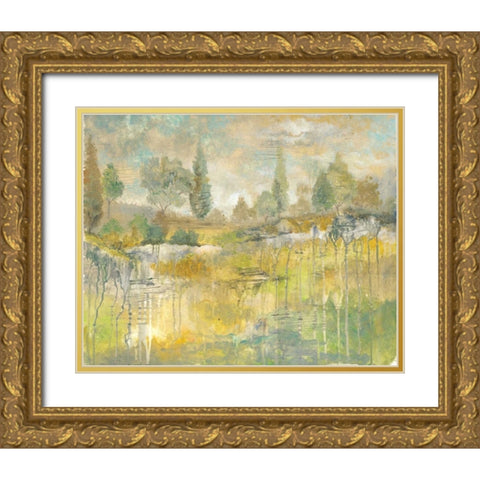 Drippy Landscape I Gold Ornate Wood Framed Art Print with Double Matting by Ferry, Margaret