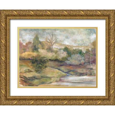 Placid Waters I Gold Ornate Wood Framed Art Print with Double Matting by Ferry, Margaret