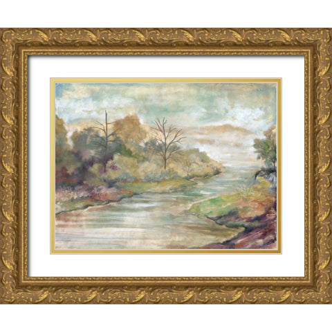 Placid Waters II Gold Ornate Wood Framed Art Print with Double Matting by Ferry, Margaret