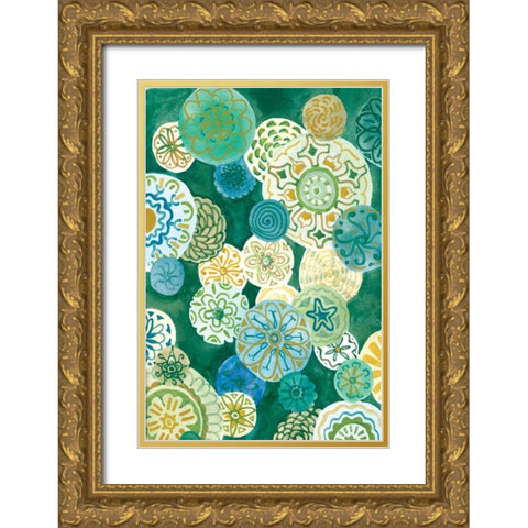 Indigo Medallion Gold Ornate Wood Framed Art Print with Double Matting by Ferry, Margaret