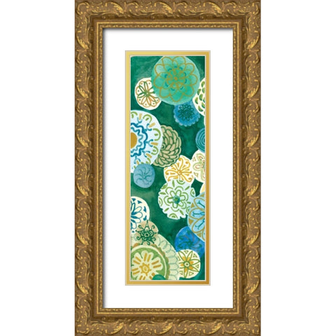 Indigo Medallion Panel I Gold Ornate Wood Framed Art Print with Double Matting by Ferry, Margaret
