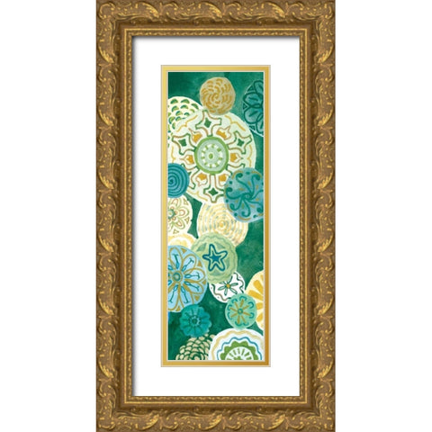 Indigo Medallion Panel II Gold Ornate Wood Framed Art Print with Double Matting by Ferry, Margaret
