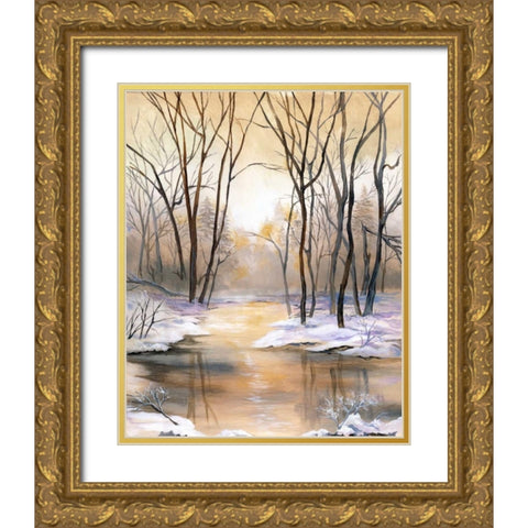 Snowy River Gold Ornate Wood Framed Art Print with Double Matting by Ferry, Margaret