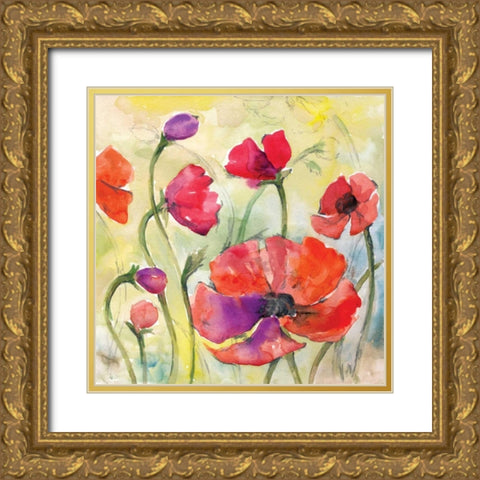 Poppy Study II Gold Ornate Wood Framed Art Print with Double Matting by Ferry, Margaret