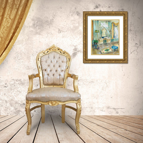 Robins Egg Bath I Gold Ornate Wood Framed Art Print with Double Matting by Ferry, Margaret