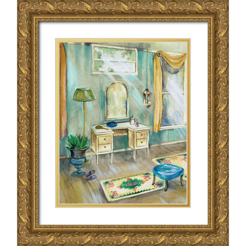 Robins Egg Bath I Gold Ornate Wood Framed Art Print with Double Matting by Ferry, Margaret