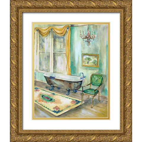 Robins Egg Bath II Gold Ornate Wood Framed Art Print with Double Matting by Ferry, Margaret