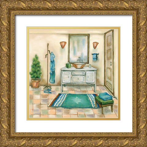 Tile Bath II Gold Ornate Wood Framed Art Print with Double Matting by Ferry, Margaret