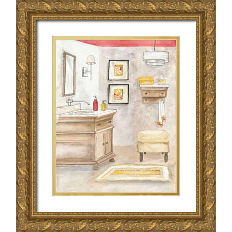 Watercolor Bath I Gold Ornate Wood Framed Art Print with Double Matting by Ferry, Margaret