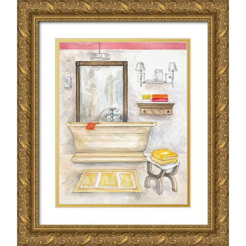 Watercolor Bath II Gold Ornate Wood Framed Art Print with Double Matting by Ferry, Margaret