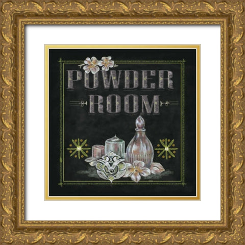 Powder Room Gold Ornate Wood Framed Art Print with Double Matting by Ferry, Margaret