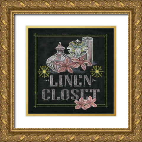 Linen Closet Gold Ornate Wood Framed Art Print with Double Matting by Ferry, Margaret