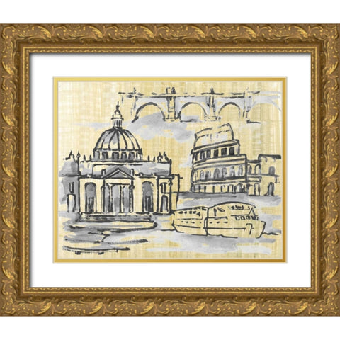 Cities III Gold Ornate Wood Framed Art Print with Double Matting by Ferry, Margaret