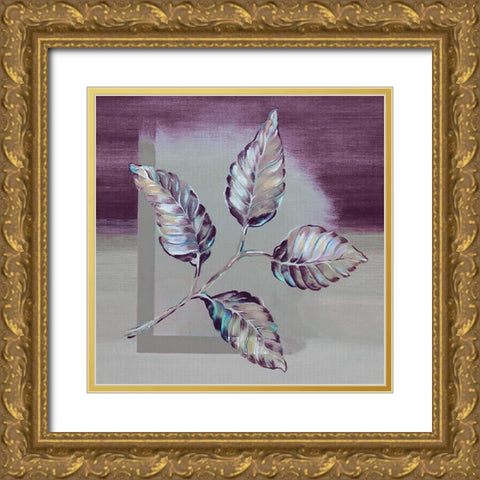 Ultra Violet Leaf I Gold Ornate Wood Framed Art Print with Double Matting by Ferry, Margaret