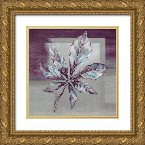 Ultra Violet Leaf II Gold Ornate Wood Framed Art Print with Double Matting by Ferry, Margaret