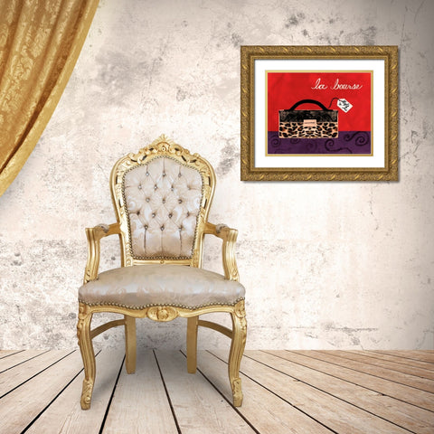 Leopard Handbag I Gold Ornate Wood Framed Art Print with Double Matting by Matla, Jennifer