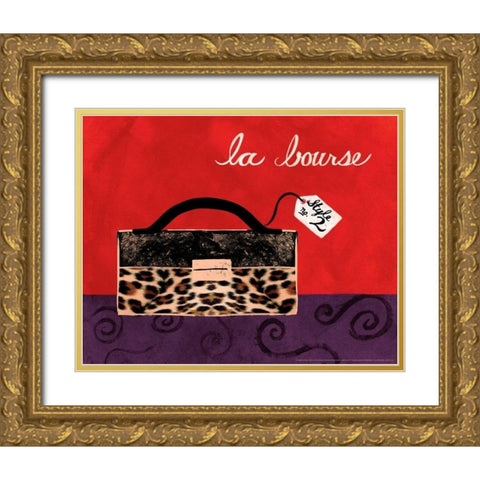 Leopard Handbag I Gold Ornate Wood Framed Art Print with Double Matting by Matla, Jennifer
