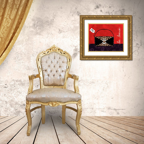 Leopard Handbag II Gold Ornate Wood Framed Art Print with Double Matting by Matla, Jennifer