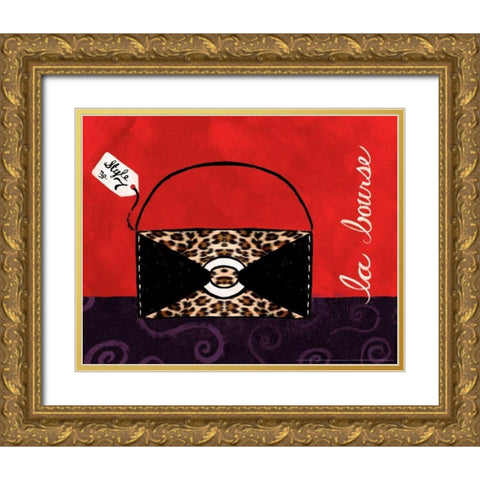 Leopard Handbag II Gold Ornate Wood Framed Art Print with Double Matting by Matla, Jennifer