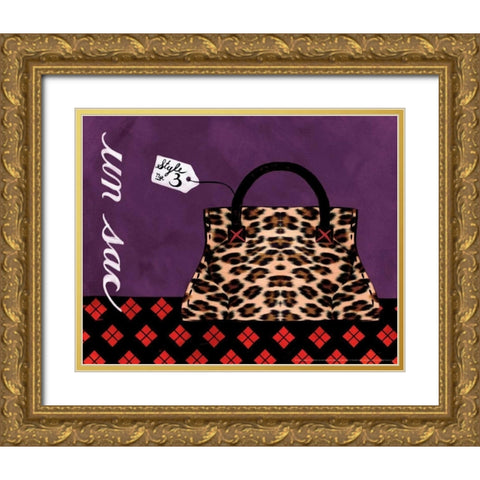 Leopard Handbag III Gold Ornate Wood Framed Art Print with Double Matting by Matla, Jennifer