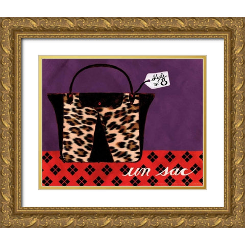 Leopard Handbag IV Gold Ornate Wood Framed Art Print with Double Matting by Matla, Jennifer