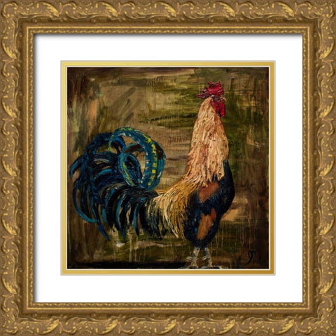 Young Rooster I Gold Ornate Wood Framed Art Print with Double Matting by Monahan, Jodi
