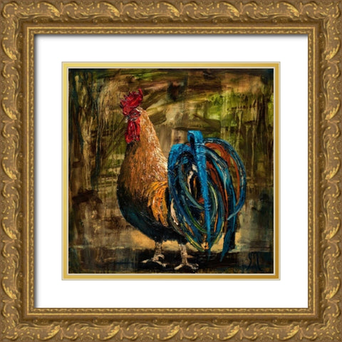 Young Rooster II Gold Ornate Wood Framed Art Print with Double Matting by Monahan, Jodi