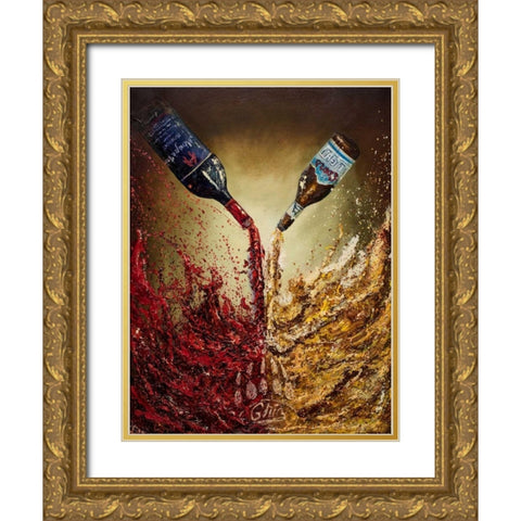Pouring it Down Gold Ornate Wood Framed Art Print with Double Matting by Monahan, Jodi