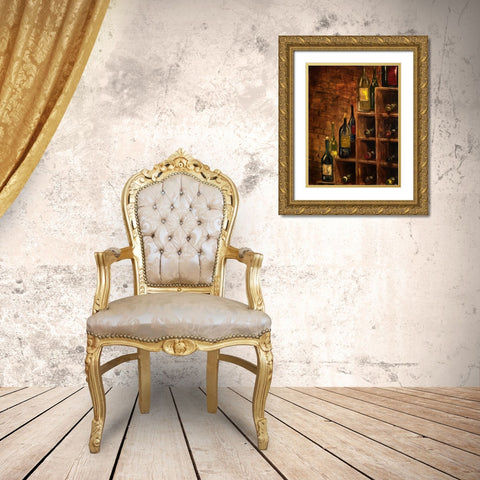 Racked Wine Gold Ornate Wood Framed Art Print with Double Matting by Monahan, Jodi
