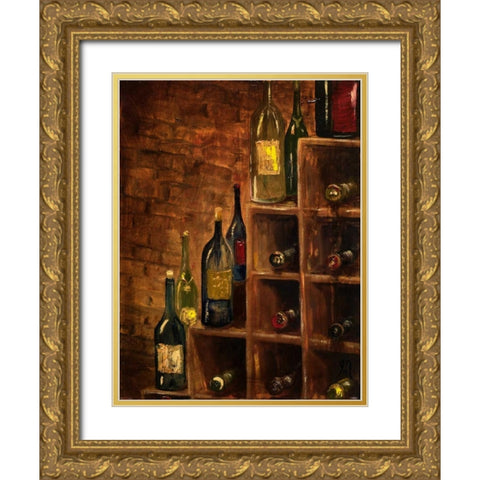 Racked Wine Gold Ornate Wood Framed Art Print with Double Matting by Monahan, Jodi