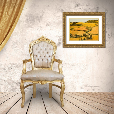 Tuscan Fall Gold Ornate Wood Framed Art Print with Double Matting by Monahan, Jodi