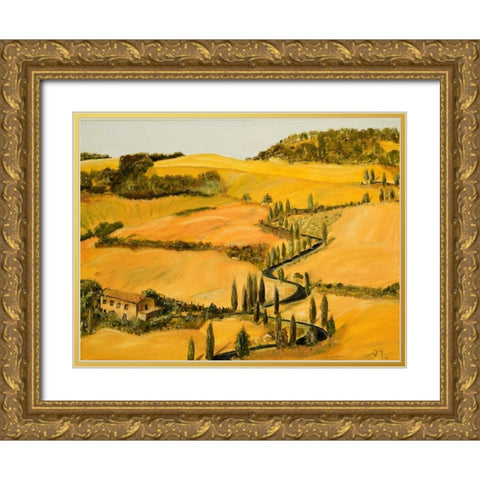 Tuscan Fall Gold Ornate Wood Framed Art Print with Double Matting by Monahan, Jodi