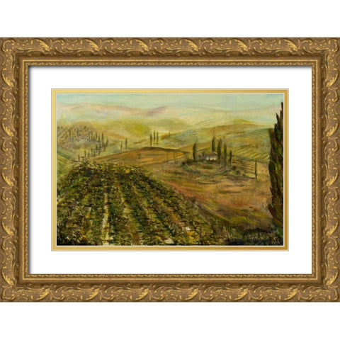 Italian Vineyard Gold Ornate Wood Framed Art Print with Double Matting by Monahan, Jodi
