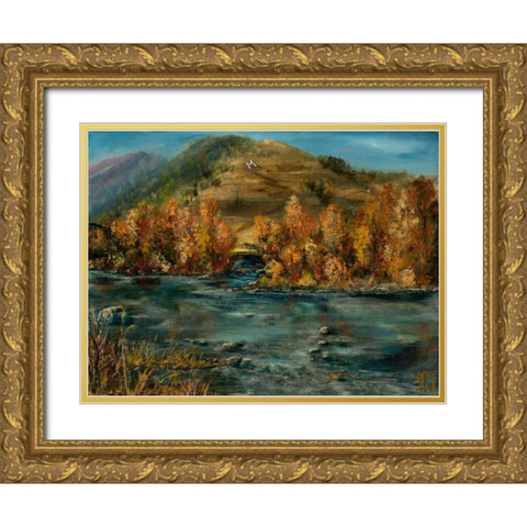Fall Comes Gold Ornate Wood Framed Art Print with Double Matting by Monahan, Jodi