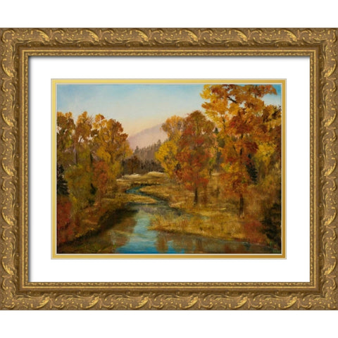 Montana in Fall Gold Ornate Wood Framed Art Print with Double Matting by Monahan, Jodi