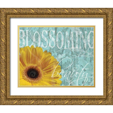 Gerbera IV Gold Ornate Wood Framed Art Print with Double Matting by Murray, Sylvia