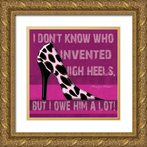 Cheetah Shoe Gold Ornate Wood Framed Art Print with Double Matting by Murray, Sylvia
