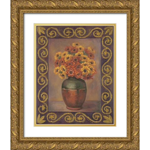 Anemones Gold Ornate Wood Framed Art Print with Double Matting by Misa, Eva