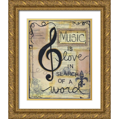 Music Is Love Gold Ornate Wood Framed Art Print with Double Matting by Martin, Monica