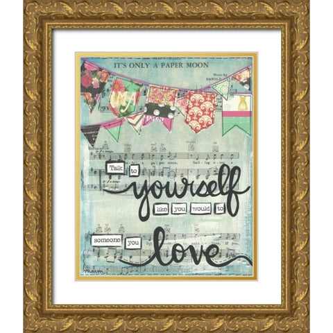 Talk To Yourself Gold Ornate Wood Framed Art Print with Double Matting by Martin, Monica